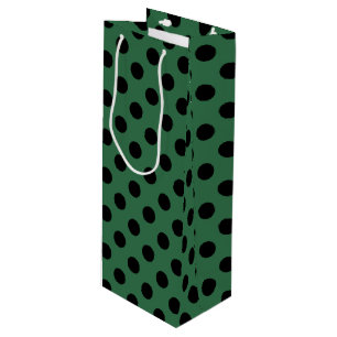 Sac Cadeau Pour Bouteille Pois noirs sur vert kelly