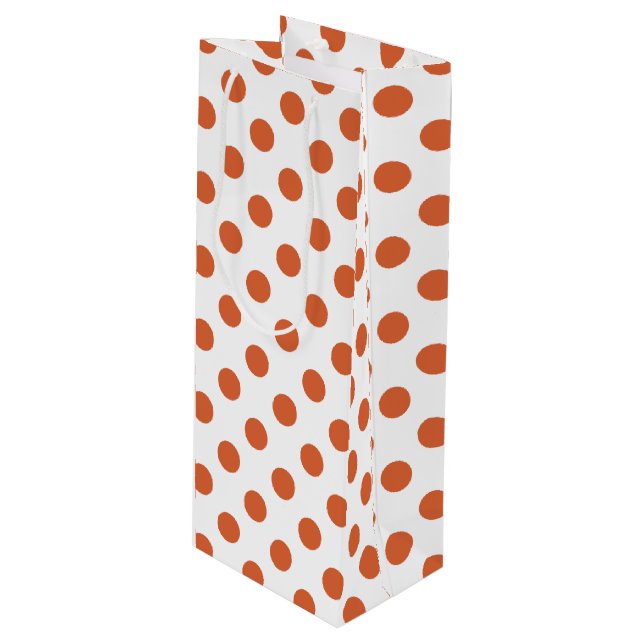 Sac Cadeau Pour Bouteille Pois orange brûlés (Devant Angle)