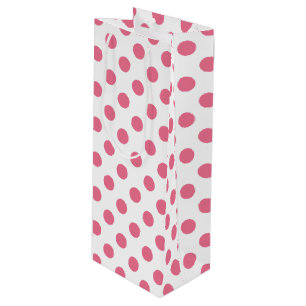Sac Cadeau Pour Bouteille Pois rose et blanc