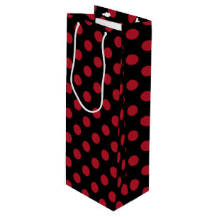 Sac Cadeau Pour Bouteille Pois rouge et noir