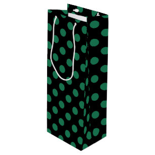 Sac Cadeau Pour Bouteille Pois vert et noir