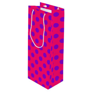 Sac Cadeau Pour Bouteille Pois violets sur cerise