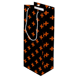Sac Cadeau Pour Bouteille Polka orange croise sur noir