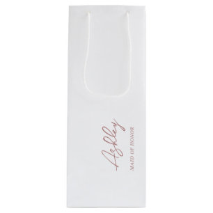 Sac Cadeau Pour Bouteille Poussière Mauve Rose Personnalisé Nom de la fête d