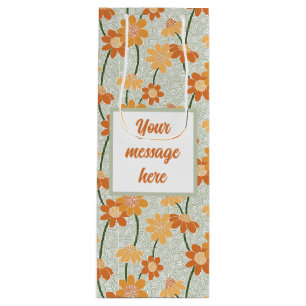 Sac Cadeau Pour Bouteille Pretty retro muted 1970 s flowers