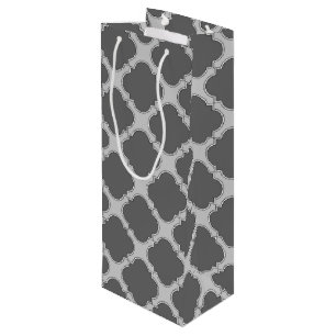 Sac Cadeau Pour Bouteille Quatrefoil dans les tons gris