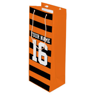 Sac Cadeau Pour Bouteille Rayure de très bon goût noire orange de Jersey