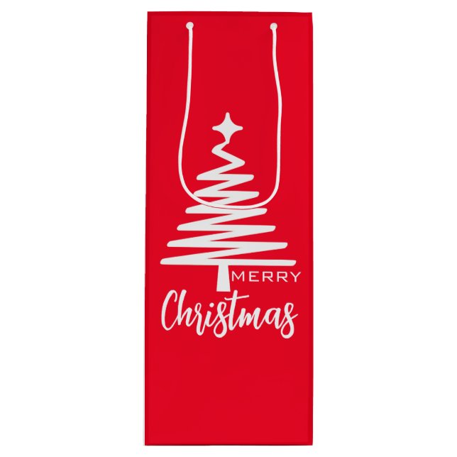 Sac Cadeau Pour Bouteille Red Cute Joyeux Noël (Devant)