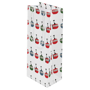 Sac Cadeau Pour Bouteille Retro Ski Lift Illustration Skier