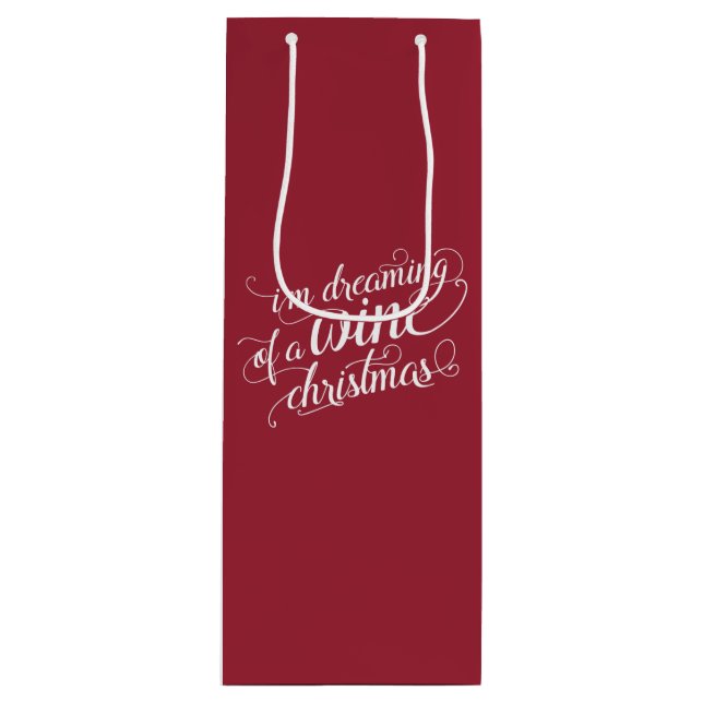Sac Cadeau Pour Bouteille Rêver d'un Noël de vin | Fêtes (Devant)
