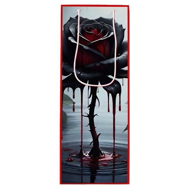 Sac Cadeau Pour Bouteille Rose noir Eerie (Devant)
