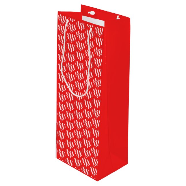 Sac Cadeau Pour Bouteille Rouge Abstrait n Blancs Valentine Coeur (Devant Angle)
