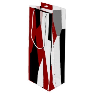 Sac Cadeau Pour Bouteille Rouge noir et blanc abstrait
