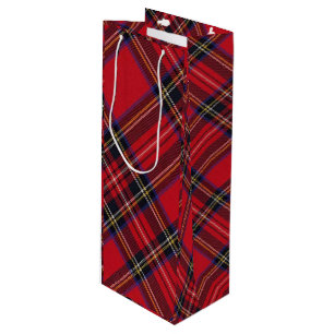 Sac Cadeau Pour Bouteille Royal Stewart tartan rouge noir plaid
