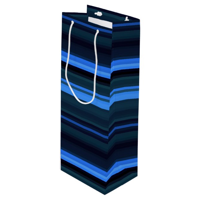 Sac Cadeau Pour Bouteille Sac-cadeau - Bleu bandes (Devant Angle)