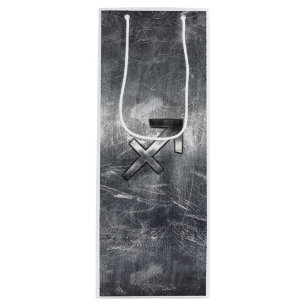 Sac Cadeau Pour Bouteille Sagittarius Zodiac Dans Grunge Revêtement d'acier