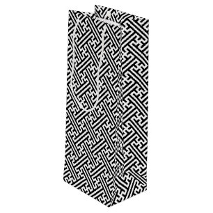 Sac Cadeau Pour Bouteille Sayagata motif, japonais, noir et blanc