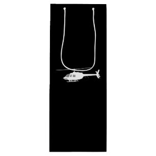 Sac Cadeau Pour Bouteille Silhouette de coupe d'hélicoptère noir