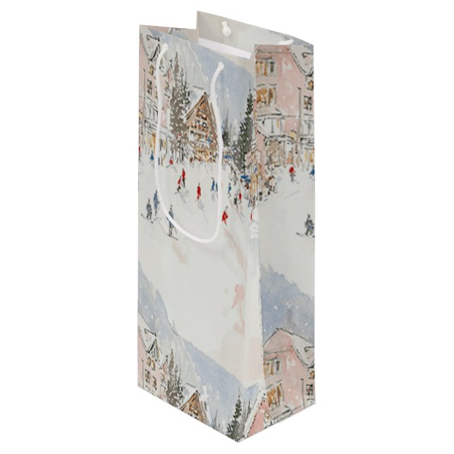 Sac Cadeau Pour Bouteille skiiers 2 (Devant Angle)