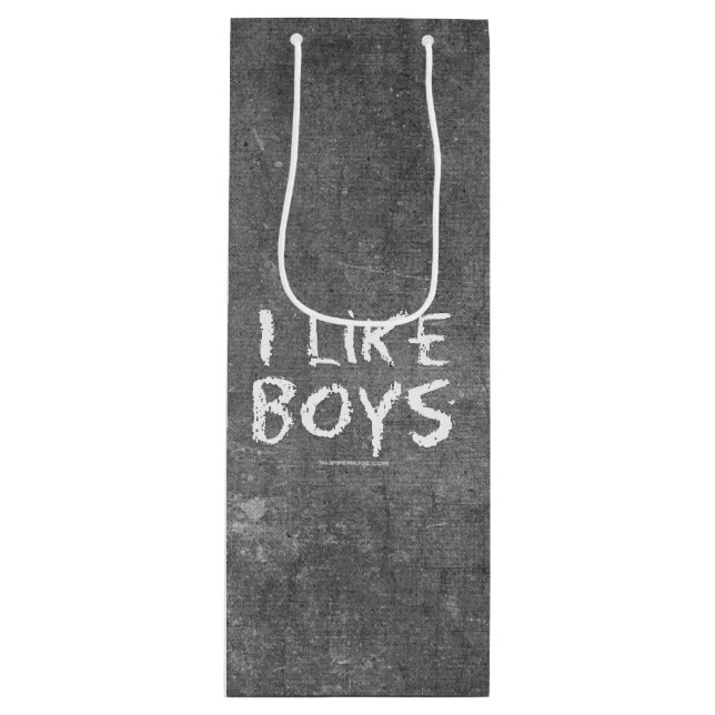 Sac Cadeau Pour Bouteille SlipperyJoe's I Like Boys sale tableau noir (Devant)