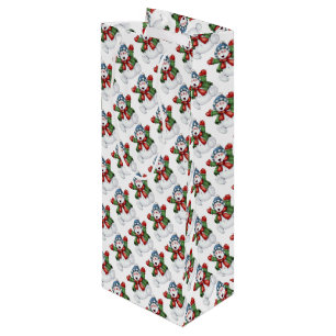 Sac Cadeau Pour Bouteille Snowman
