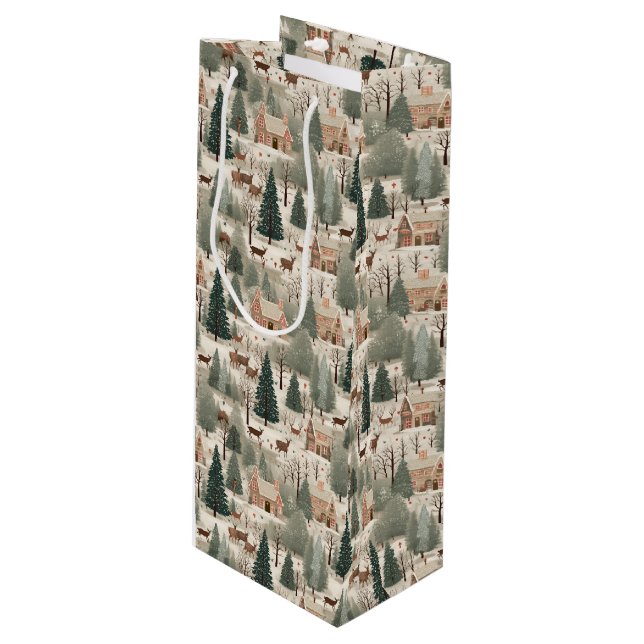 Sac Cadeau Pour Bouteille Snowy Village Cream (Devant Angle)
