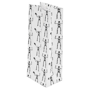 Sac Cadeau Pour Bouteille Squelettes d'Halloween, friandise ou farce, Hou