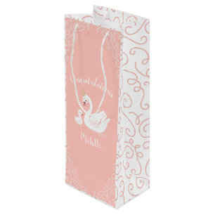 Sac Cadeau Pour Bouteille Swans Baby shower Oiseau avec héritier