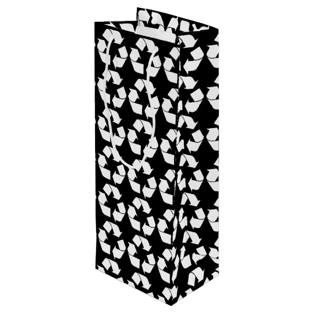 Sac Cadeau Pour Bouteille Symbole de recyclage blanc (Dos Angle)