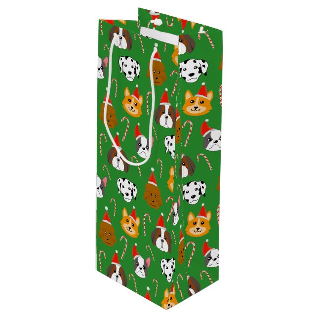 Sac Cadeau Pour Bouteille Sympa Chien de Noël Motif (Devant Angle)