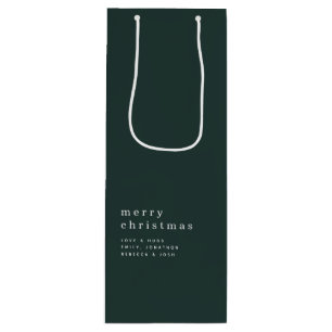 Sac Cadeau Pour Bouteille Texte simple Joyeux Nom de Noël Vert