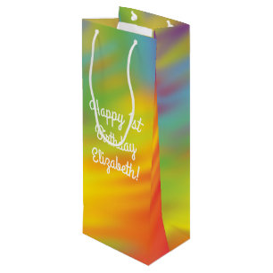 Sac Cadeau Pour Bouteille Tie Dye Rainbow fête d'anniversaire