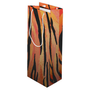 Sac Cadeau Pour Bouteille Tiger chaud orange et noir