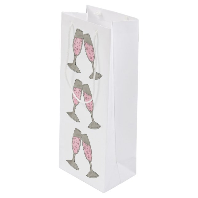 Sac Cadeau Pour Bouteille Toast Mariage Champagne Rose (Devant Angle)