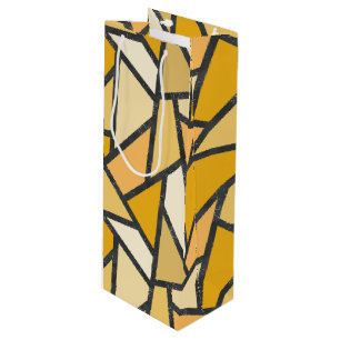 Sac Cadeau Pour Bouteille Tons de motif en vitrail jaune