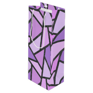 Sac Cadeau Pour Bouteille Tons du motif en vitrail lilas