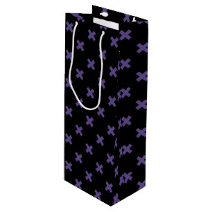 Sac Cadeau Pour Bouteille Traces croisées ultra violettes sur noir