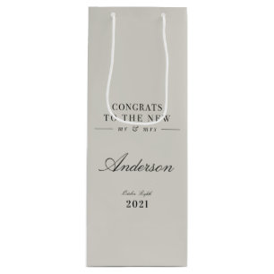 Sac Cadeau Pour Bouteille Typographie moderne et classe M. et Mme mariage