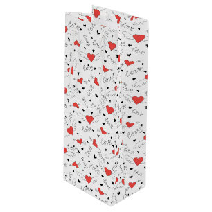 Sac Cadeau Pour Bouteille Valentines inséparable coeur rouge motif