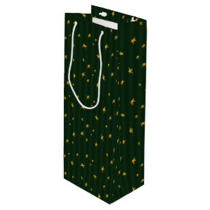 Sac Cadeau Pour Bouteille Vert étoile rayure fêtes de Noël