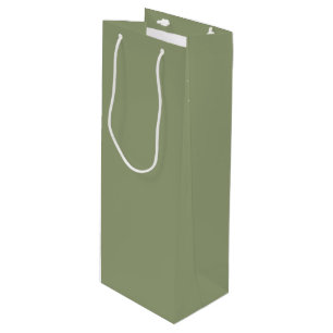 Sac Cadeau Pour Bouteille Vert sauge Neutre Élégant Uni Couleur unie