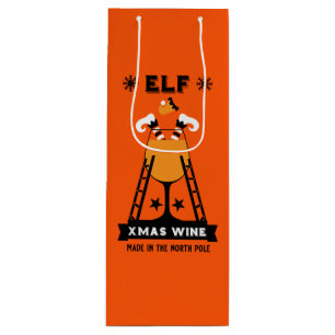 Sac Cadeau Pour Bouteille Vin Elf Christmas