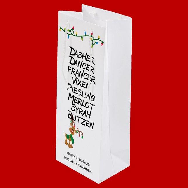 Sac Cadeau Pour Bouteille Vin Lover Reindeer Noms Drôle Noël (Créateur téléchargé)
