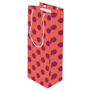 Sac Cadeau Pour Bouteille Vin rouge et corail vivant pois