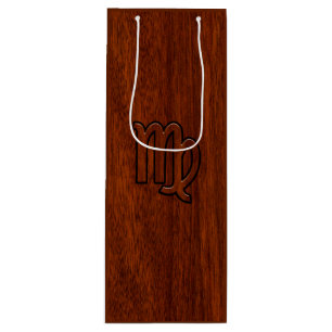 Sac Cadeau Pour Bouteille Virgo Zodiac Connexion en Mahogany Riche Style Boi