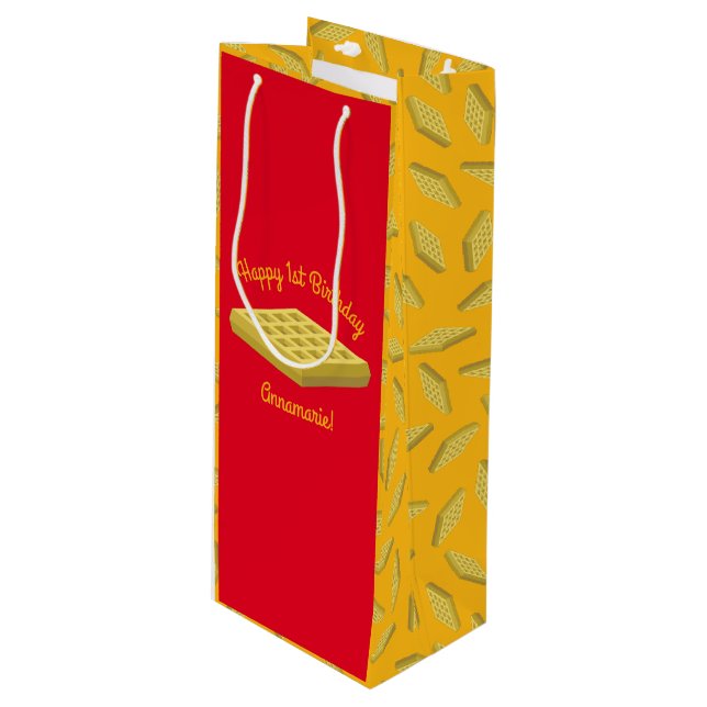 Sac Cadeau Pour Bouteille Waffe Petit déjeuner copieux Anniversaire (Devant Angle)