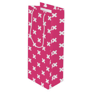 Sac Cadeau Pour Bouteille White cross stitches on fuchsia
