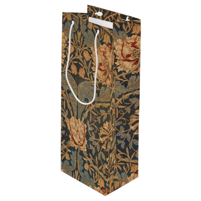 Sac Cadeau Pour Bouteille William Morris Honeysuckle Rich Wallpaper (Devant Angle)