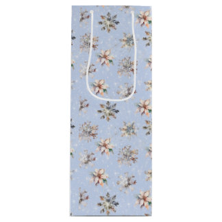 Sac Cadeau Pour Bouteille Winter Snowflakes and Sparkles Gift Bag