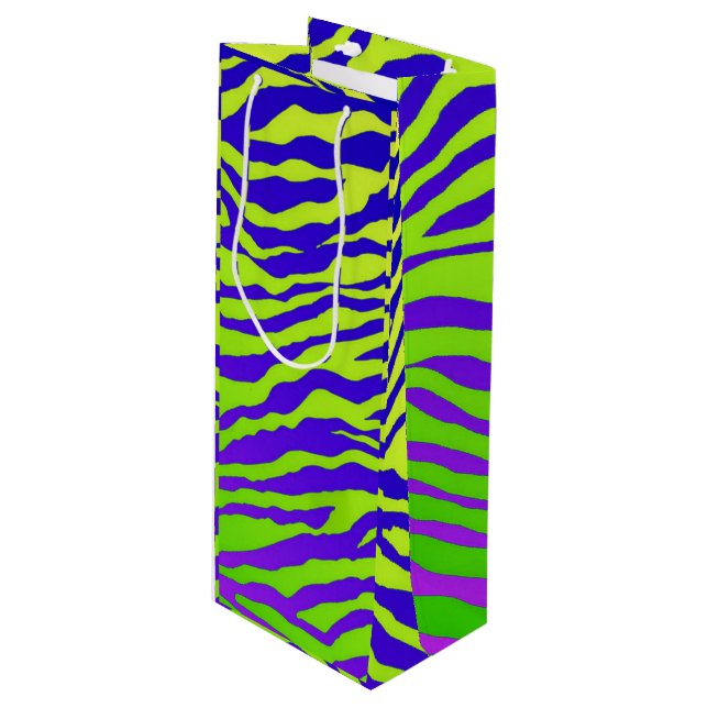 Sac Cadeau Pour Bouteille Zèbre vert (Devant Angle)